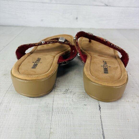 Minnetonka SILVERTHORNE Colored Strips Metal Accent Thong Slide Sandals Size 11 - Picture 9 of 16